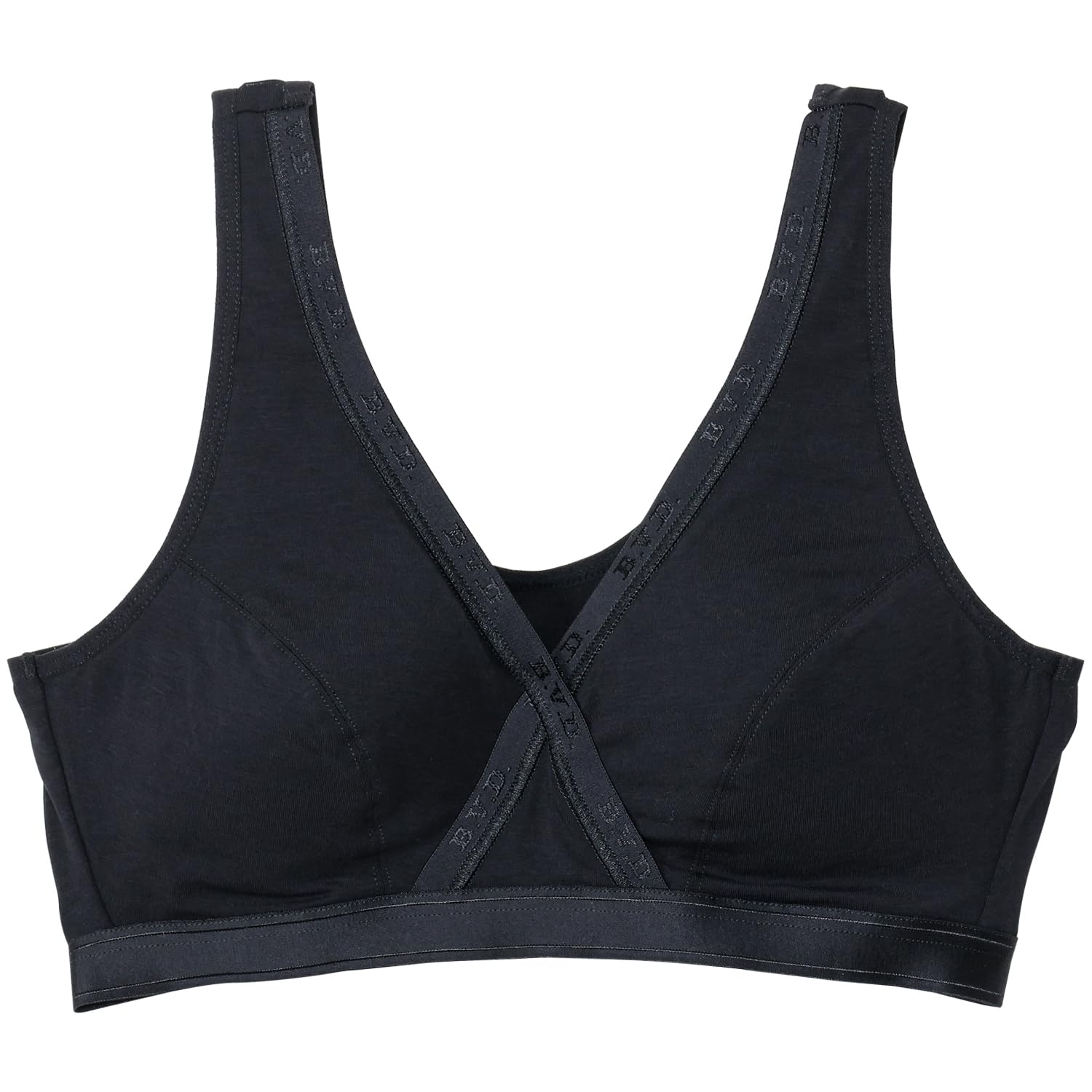 

BVD Поддерживающий крест на спине Хлопковый спортивный бюстгальтер для ходьбы BLJM04DT, Влагоотводящий, Быстросохнущий, Смесовый, Женский, Черный, чёрный