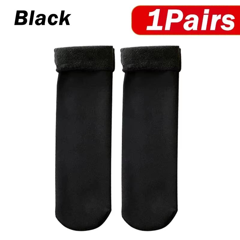 

Winter Snow Socks Women Men Velvet Thickened Medium Tube Solid Color Floor Thermal Floor Sleep Socks Cashmere Socks One Size чорний