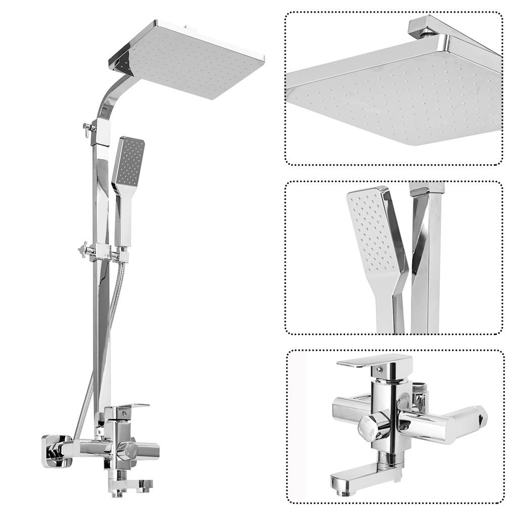 Black/Silver Bathroom Faucet Chrome/Black Rain Shower Head Bath Faucet Shower Set Mixer Wall Mounted Bathtub Shower Mixer Tap Shower Faucet