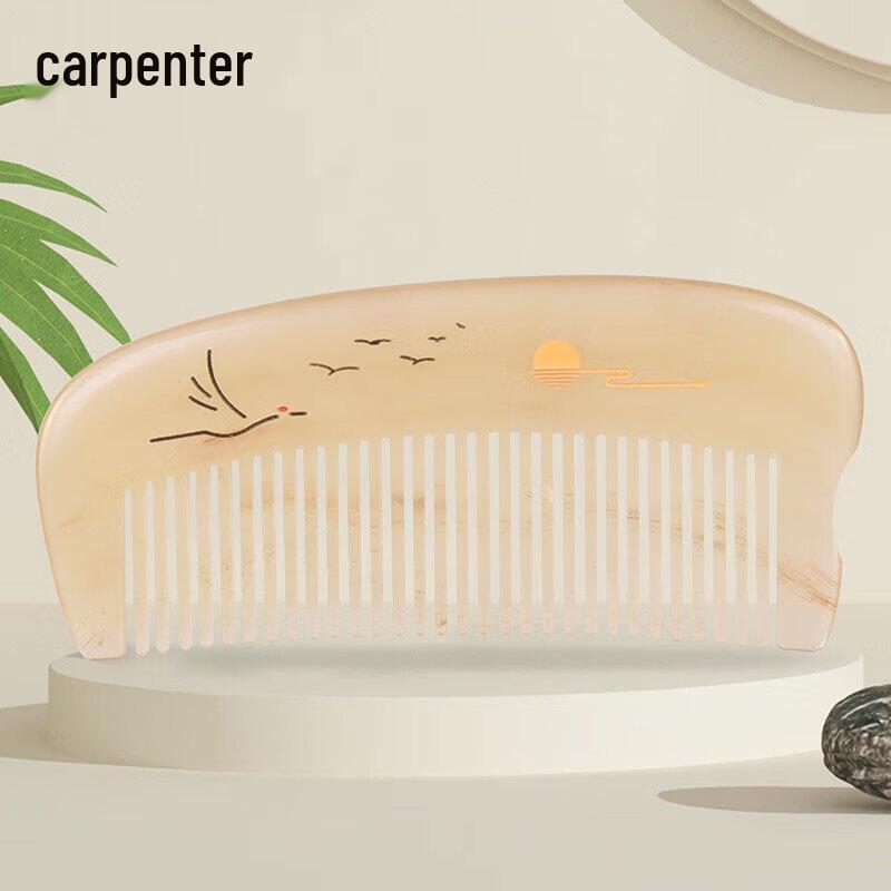 Коричневая портативная расческа Mujiang, похожая на рог, в подарочной коробке