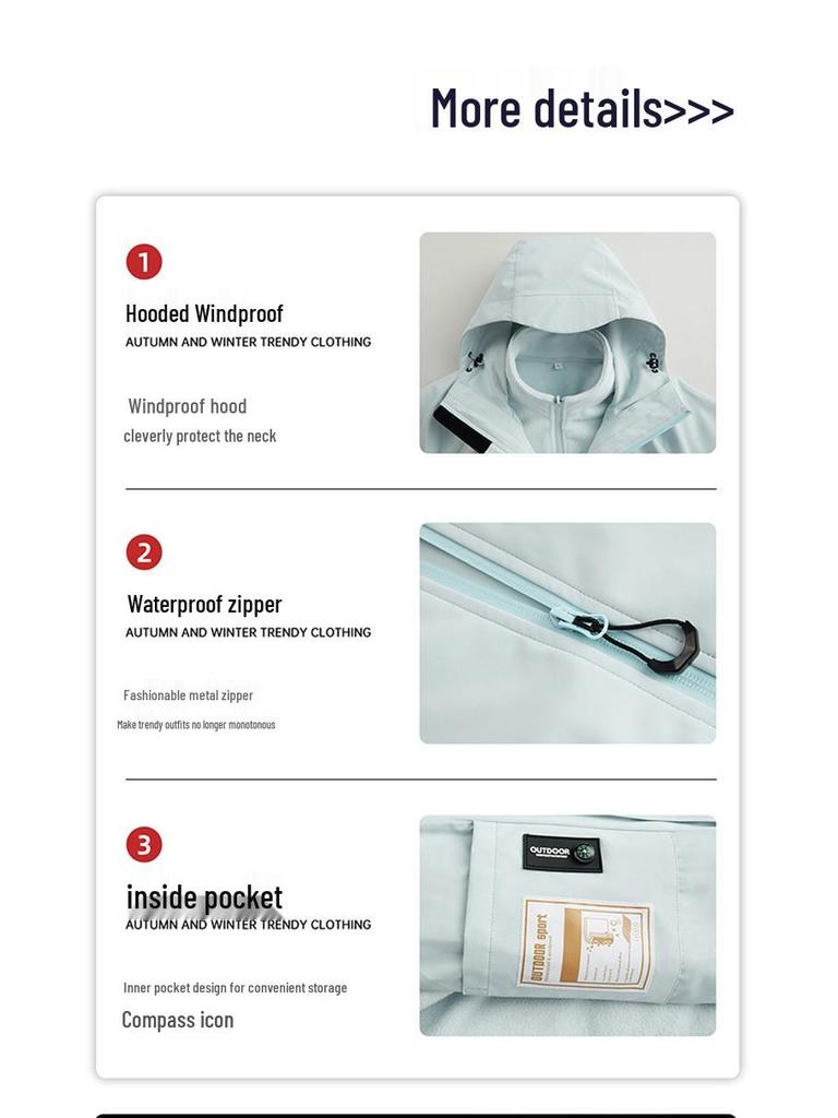 Unisex kurtka outdoorowa trzy w jednym: Wiatroodporny, Wodoodporny, Oddychający, Styl Górski Jesień/Zima