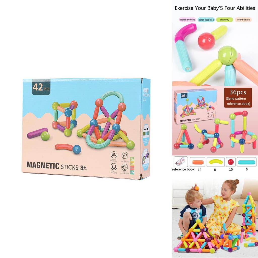 Colorful Magnetic Building Blocks Develop Learning Skills While Playing 64 Pieces/12 Pieces Abs Material High Saturation Colors Coordination Logical