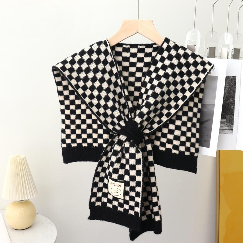 Koreański Sweter z Czystego Koloru Ciepły Szal Zimowy Damski Bluzka Ramiona Fałszywy Kołnierz Peleryna Wiązany Szalik Ochraniacz Na Szyję Szalik Dla Kobiet