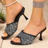Fashion High Heel Sandal for Women Female Shoe Square Toe High-heeled Fashion Girls 2025 Stiletto Autumn Scandals Office & Career