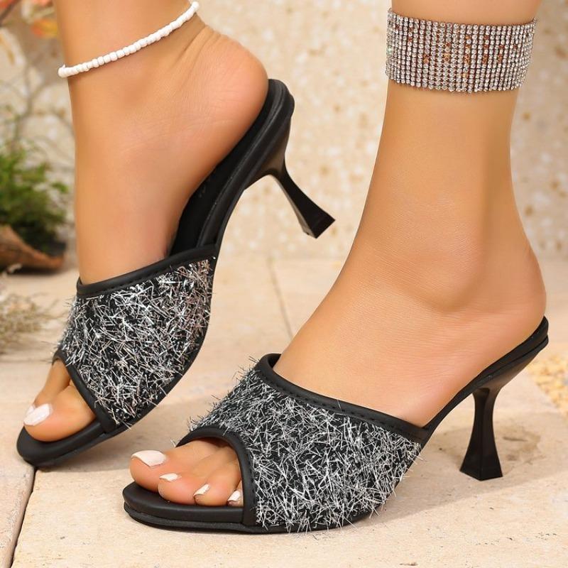 Fashion High Heel Sandal for Women Female Shoe Square Toe High-heeled Fashion Girls 2025 Stiletto Autumn Scandals Office & Career