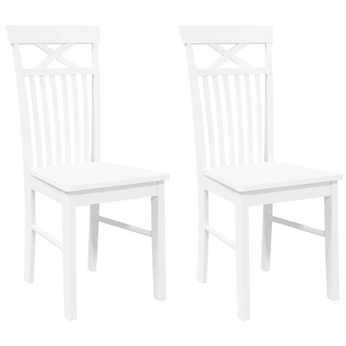 VidaXL Chaises à manger 2 pcs blanc bois massif caoutchouc, chaise à dîner, chaise, chaise de salon, chaises à dîner, chaise 4102415