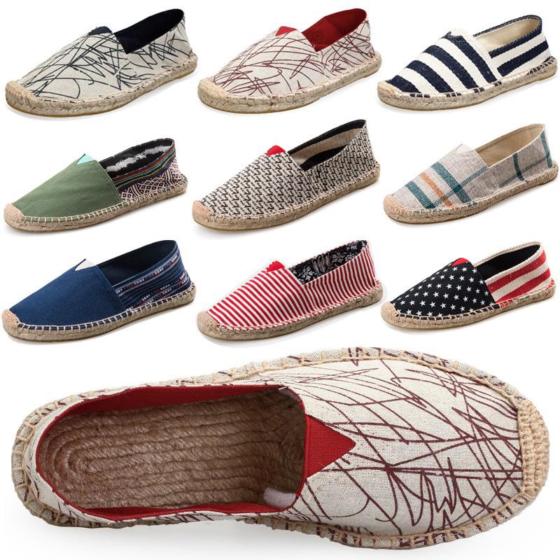 Summer Canvas Slip-On Espadrilles with Linen Sole - Casual Solid Color Hemp Rope Fisherman Shoes