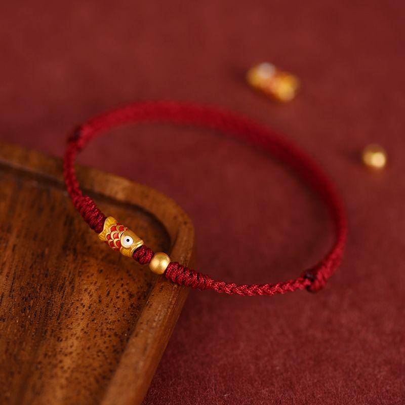 Good Luck Koi Bracelet This Animal Year Red Rope Anklet Shore Hiding Spring Bracelet Anklet Men and Women Couple Kids Gift