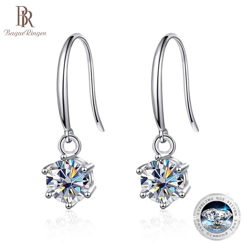 Bague Ringen Orecchini Lunghi in Argento Sterling S925 Intarsiati con Moissanite Colore D per Fidanzata Regalo di San Valentino