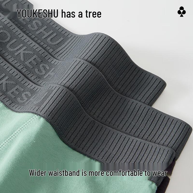 Youkeshu Men's 7A Antibacterial Cotton Boxer Briefs 3-Pack