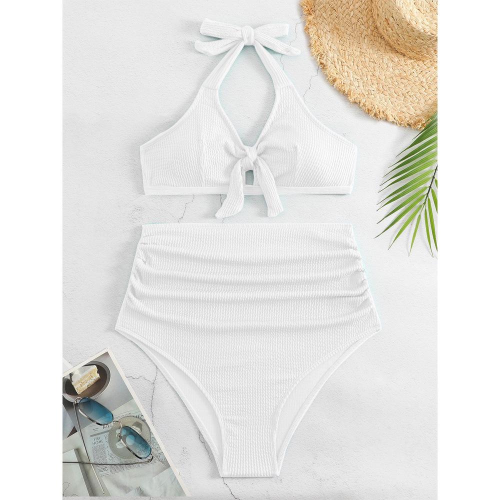 Plus Size Women's Tummy Control Maternity Swimsuit - Solid Color Fashion for European & American Styles, Ideal for Vacations & Hot Springs
