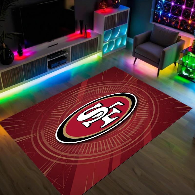 San Francisco 49ers Design Kristall Samt Teppich Gemütlich Nicht?Rutschfester Teppich mit Aufdruck für Schlafzimmer Wohnzimmer Eingang