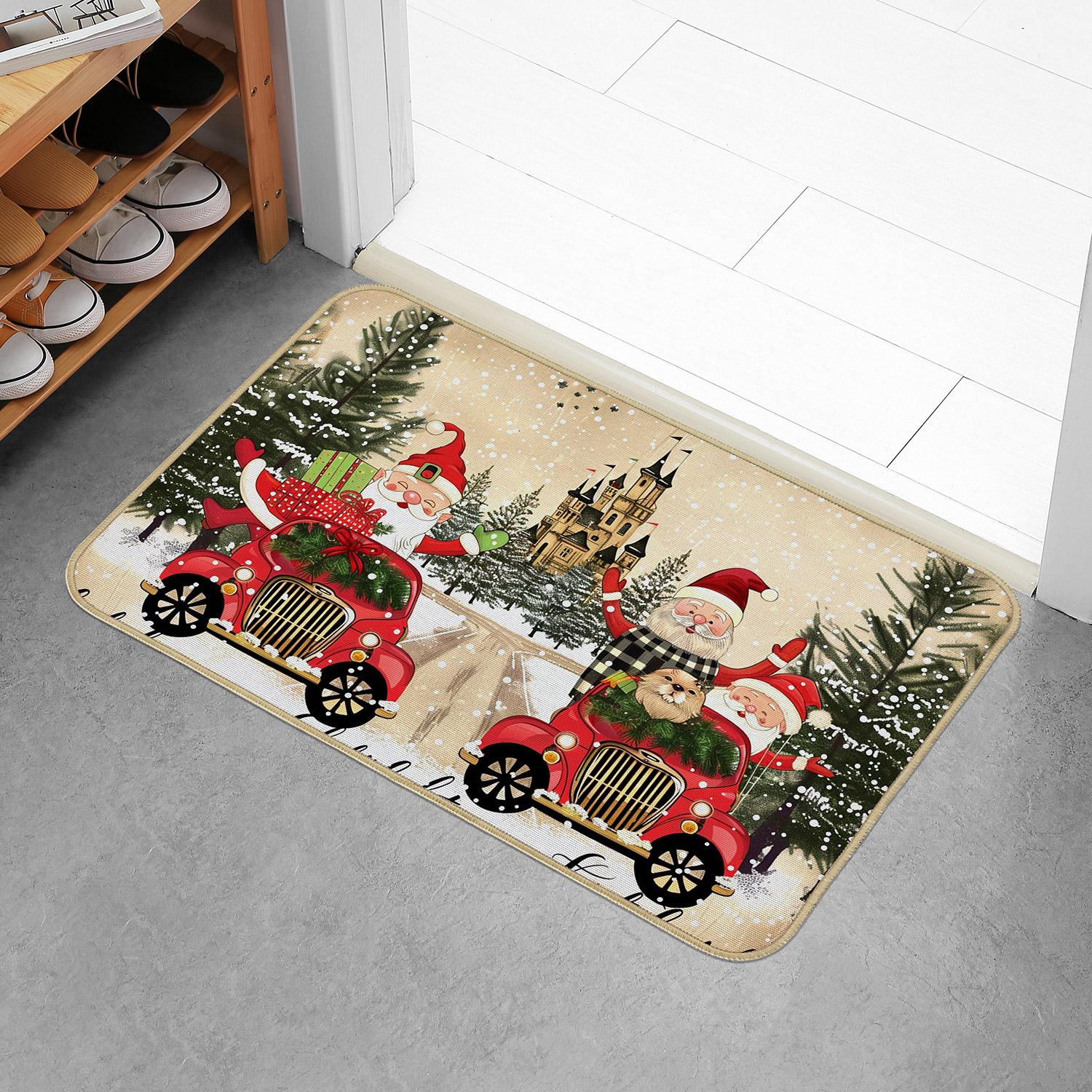 

Рождественская машина, новогодняя елка, впитывающий коврик для ванной, быстросохнущий коврик Merry Christmas, противоскользящий коврик, быстросохнущий коврик, впитывающий 400MMx600MM