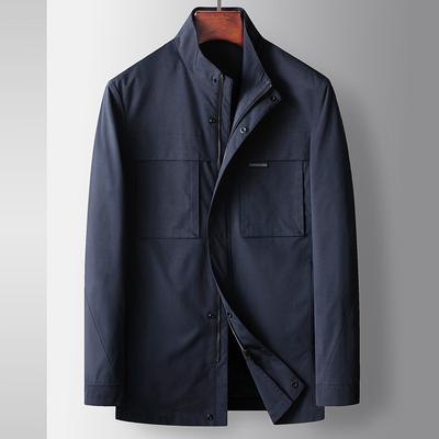 Men's Jacket Spring and Autumn Stand-up Collar Tooling Version Middle-aged and Young Light Luxury Business Leisure Anti-wrinkle Non-ironing Jacket