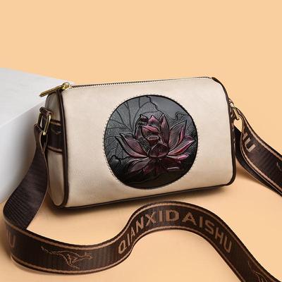 Lotus Print Women's Crossbody Bag: Elegant Autumn/Winter Phone Bag In National Style