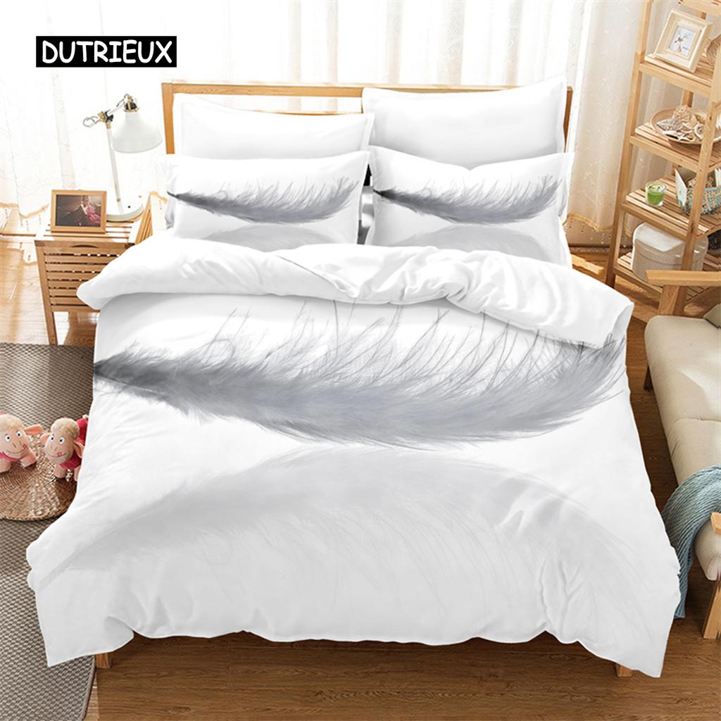 Feather Bedding Set Duvet Cover Set 3d Bedding Digital Printing Bed Linen Queen Size Bedding Set Fashion Design