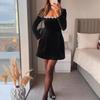 Spring women's dress temperament elegant square neck pearl lace short fashion dress