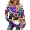 Women's Carnival Printed Fashion Long Sleeve Button Hoodie Top