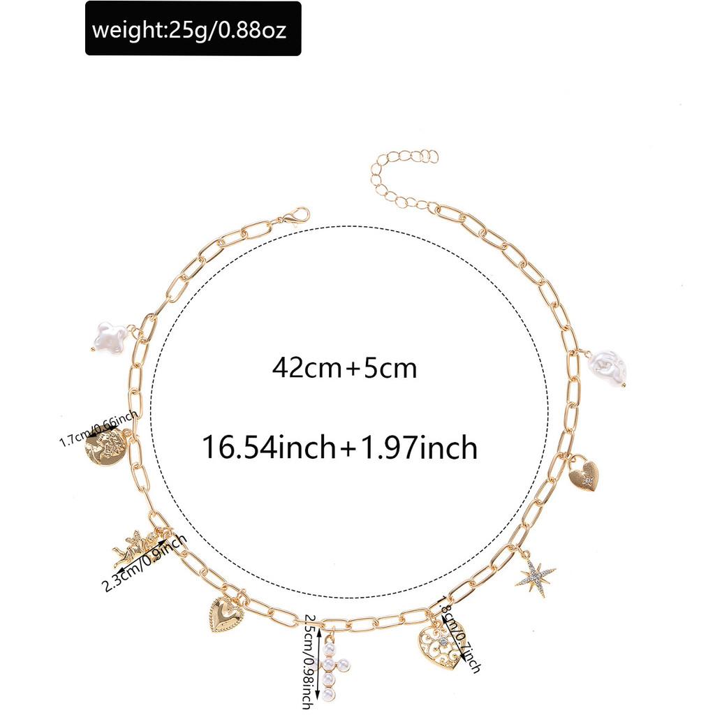 Heart Cross Necklace For Women Romantic Jewelry Zinc Alloy Geometric Pendant Summer