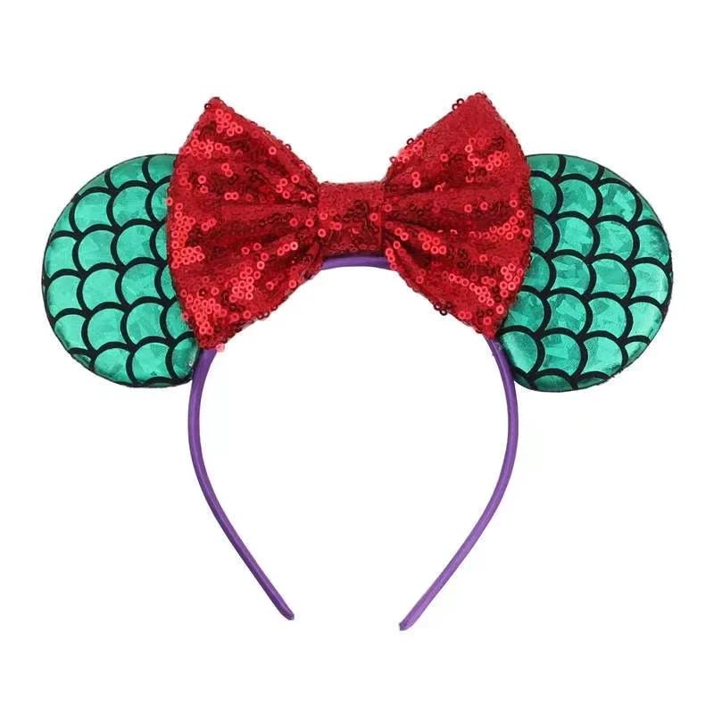 9.5 CM New Cute Glitter Crown Hairband Sequins Bows Mouse Ears Headband Kids Festival Party Cosplay Headband