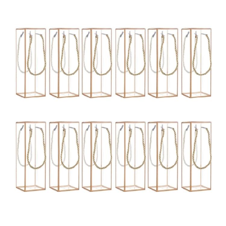 Set Of 12 Elegant Clear Gift Boxes With Golden Border Portable Gift Case For Special Event And Event Packaging 1