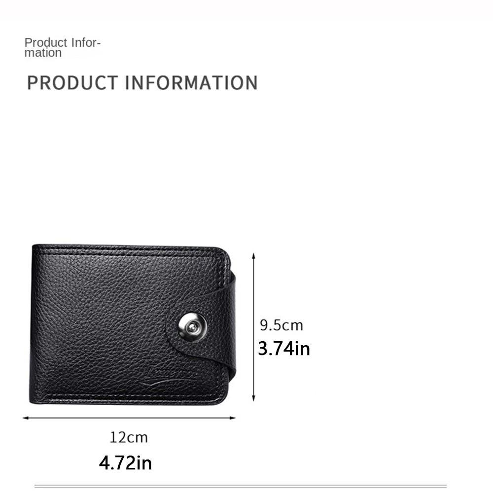 Solid Color Two Fold Purse Waterproof Card Wallet Business Male Zipper Coin Pocket Daily Use