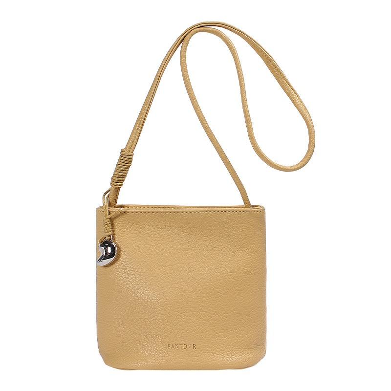 Small Bag Summer Minimalist and Versatile Shoulder Messenger Bag Women's Mobile Phone Bag Lychee Pattern Bucket Bag