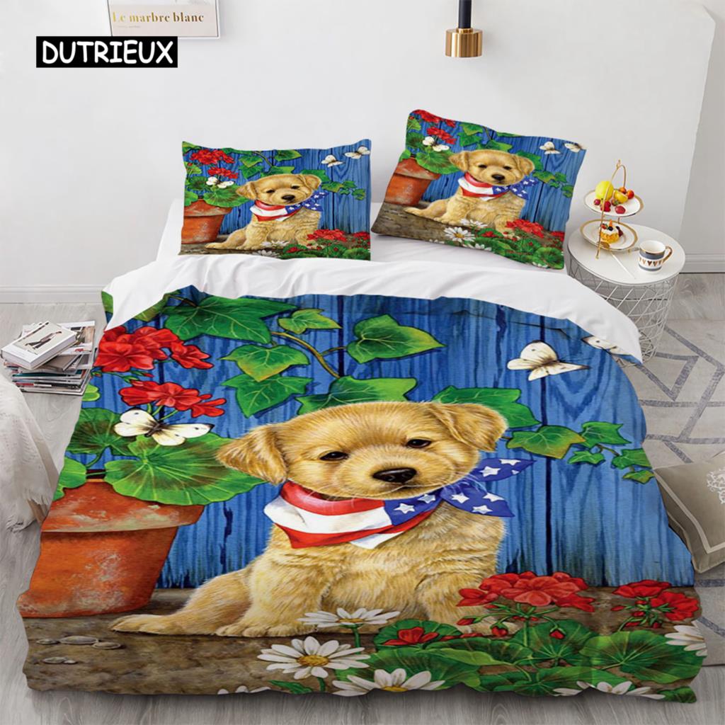 

Пододеяльник с акварельной собачкой размера King Queen 3D с милым бегущим питомцем и щенком, комплект постельного белья для детей, подростков, взрослых, лабрадоров, одеяло, чехол EU single(135x200cm)