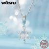 WOSTU 925 Sterling Silver Snowflake Charm Beads Ice Flower Pendant Fit Original Bracelet DIY Necklace Jewelry Making Gift