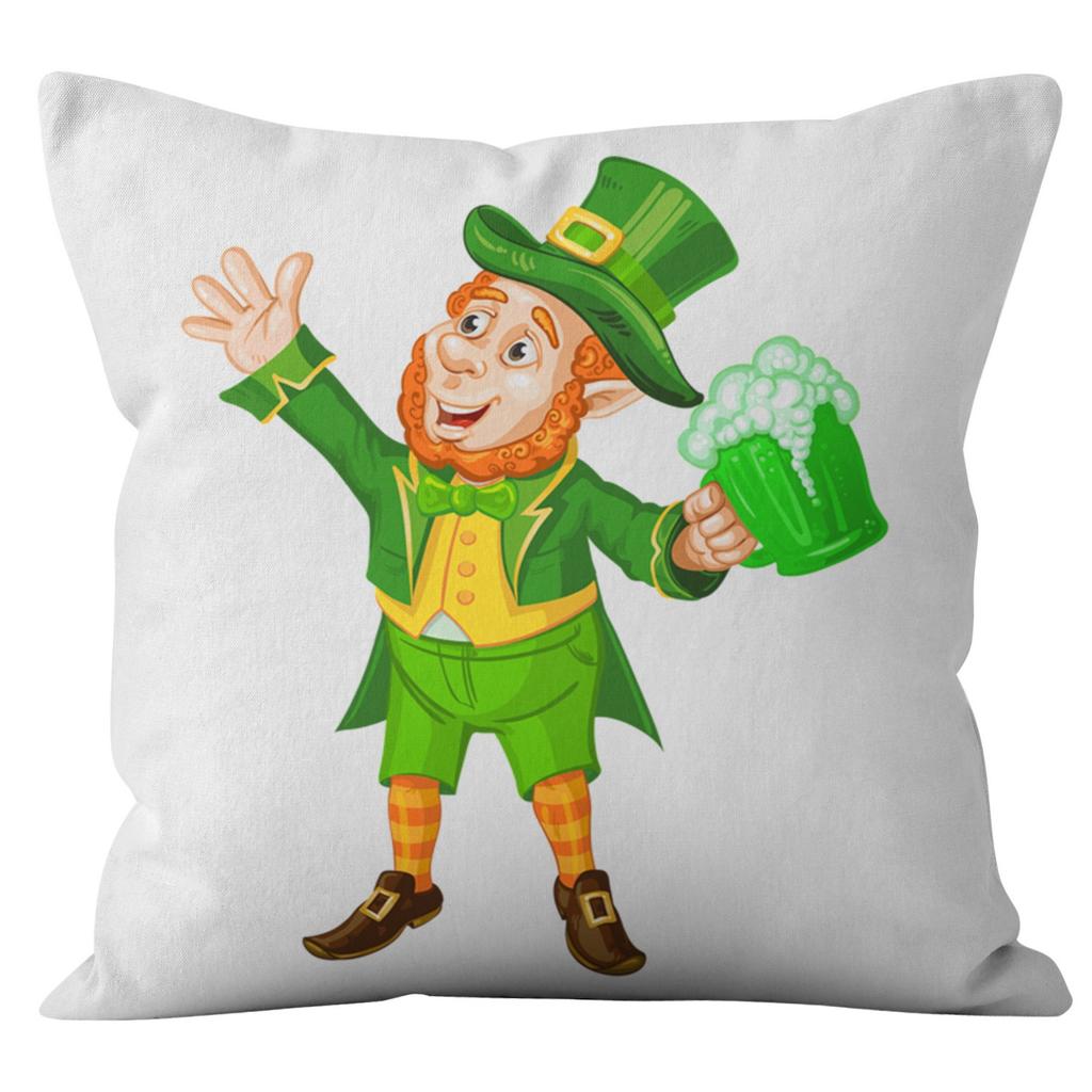 Home Cushion Cover St. Patrick's Day Pillowcase Four-leaf Clover Plaid Sofa Cushion Cover