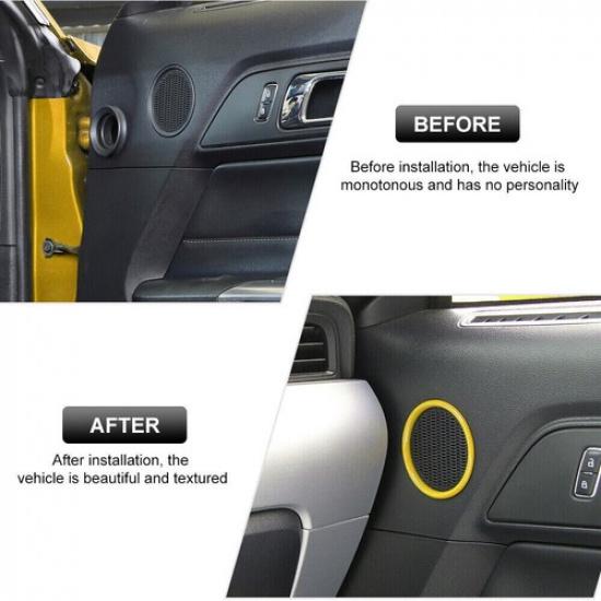 Car Inner Door Speaker Horn Cover Trim 2X For Ford Mustang 2015-23 Bright Yellow