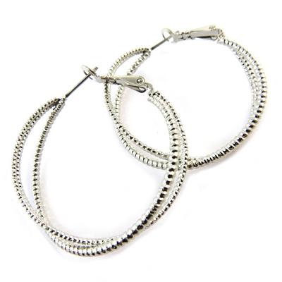 [N6289] - Silver 'Choréographie' Hoop Earrings Ø 40 Mm 15 Mm