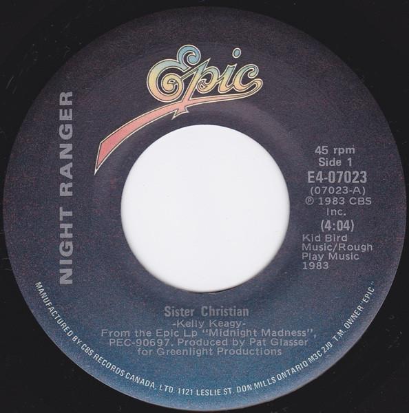 

7inch Record NIGHT RANGER - Sister Christian E407023 Epic 1983 Canada Rock Used