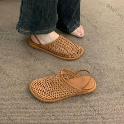 Mode Mesh Holle Geweven Teensandalen voor Dames voor Zomerkleding Nieuwe Stijl met Achterbandjes en Zachte Zool voor Strand Romeinse Schoenen