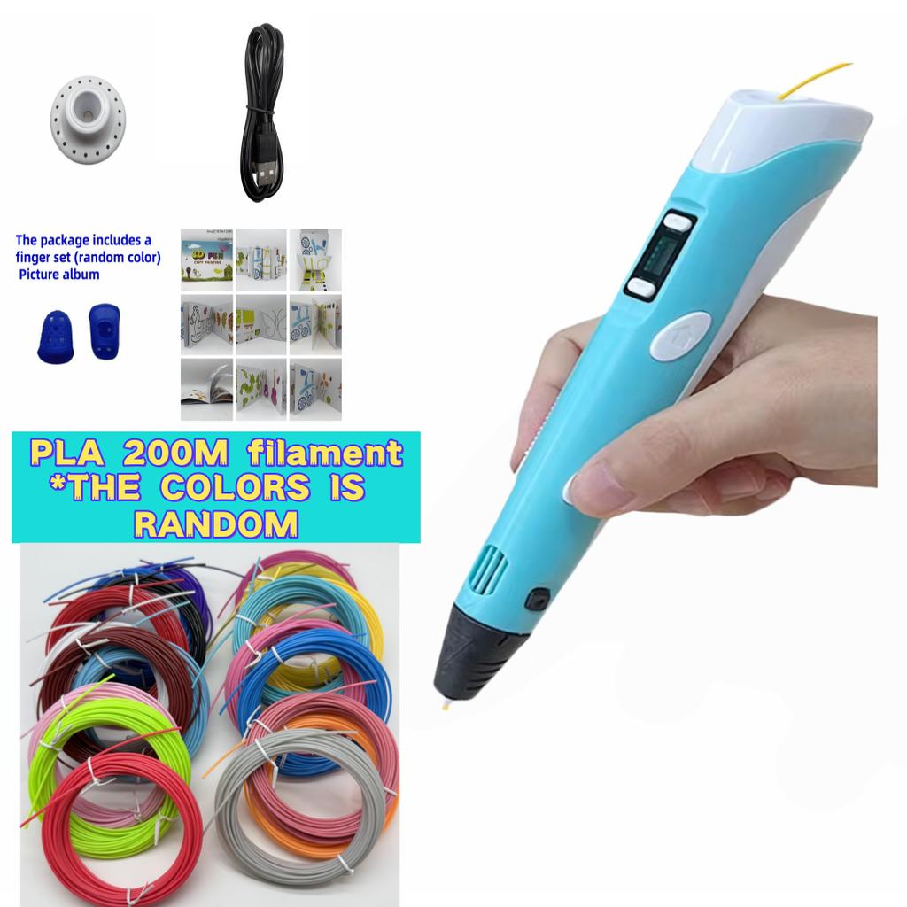New 3D Printing Pen DIY Drawing with 9 Meters PLA Filament, 3D Graffiti Toy, Children's Birthday Joyful Festival Gift, Art Tool