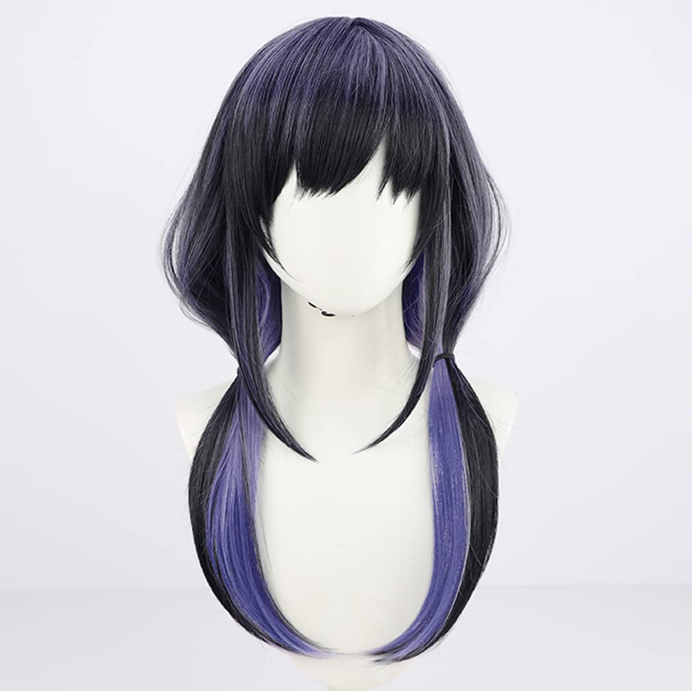 LAOBAO Ponto Nei Cosplay Black and Purple Mesh Costume Accessory for and Halloween Wig, Pigtails, Wig, Heat-Resistant, Parties, Festivals, (A)