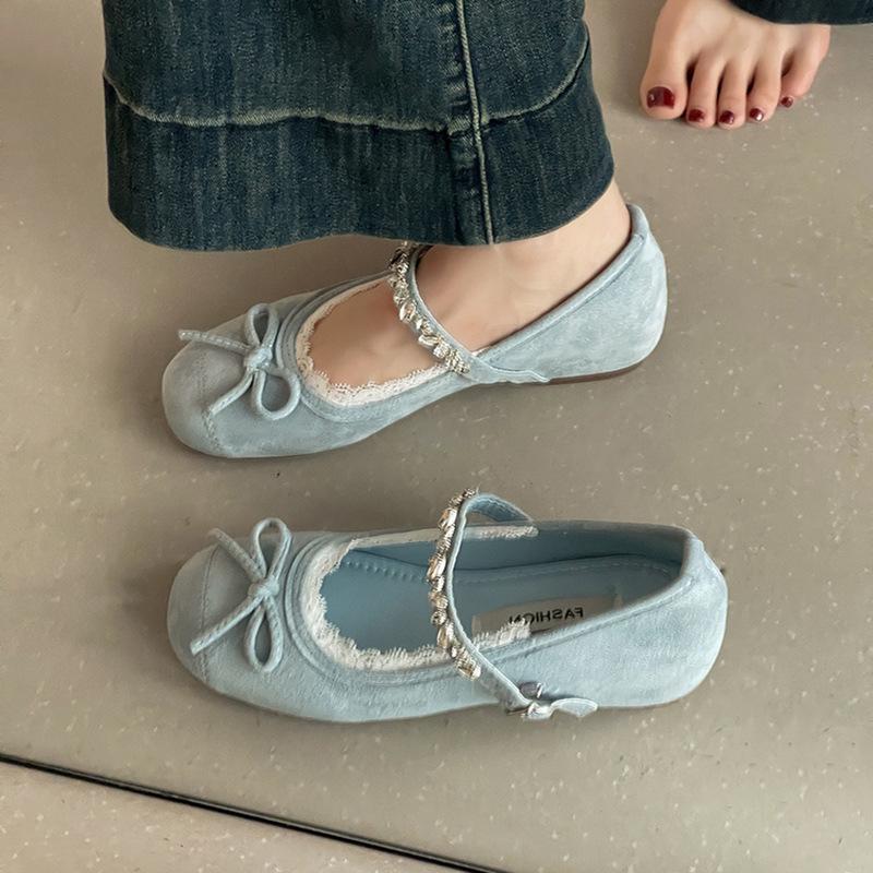 Korean Version of the Design Sense Bow Flat Bottom Shallow Mouth Mary Jane Shoes Women's 2025 Summer New Versatile Exquisite Small Leather Shoes
