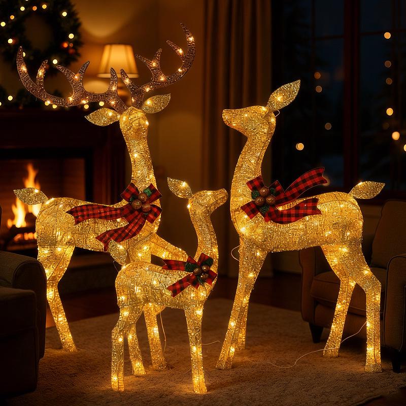 Glowing Reindeer Ornament Set for Christmas Display - Free Shipping