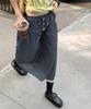 Toabe Breeze Big-Button Shirring Skirt (Navy Blue)