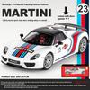 1/18 Porsche 918 Martini Lackiert Limitierte Edition Legierung Druckguss Modellauto Sammlung von Hobby-Ornamenten Ton & Licht Serie Geschenk