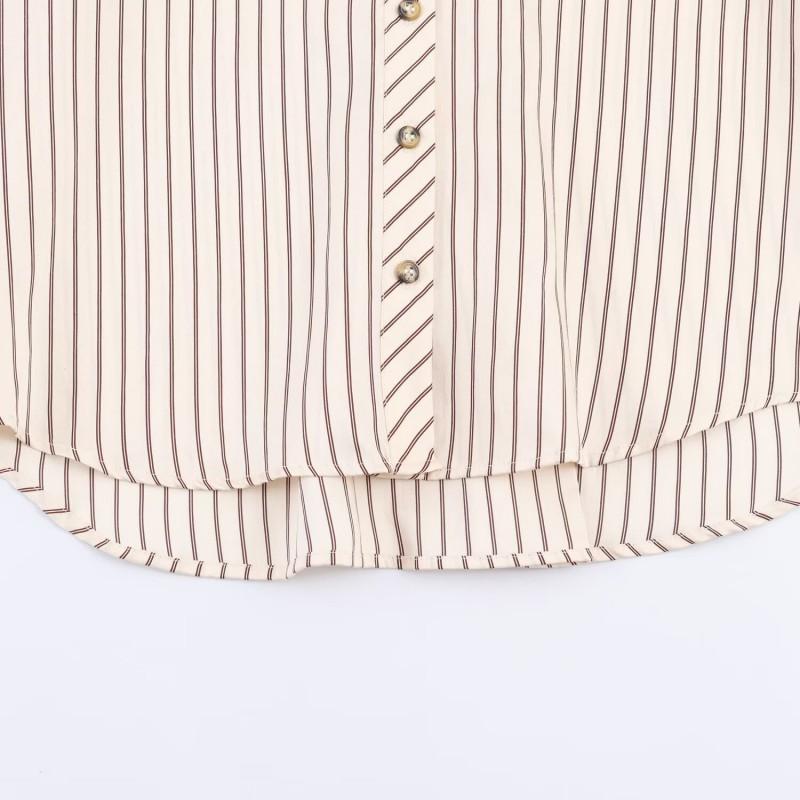 2026 Womens Relaxed Fit Striped Long Sleeve Shirt Casual Button-Up Blouse