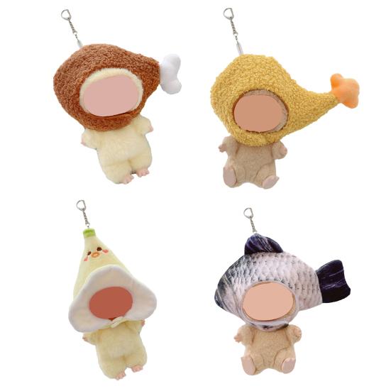 17cm Doll Accessories Burger Shape Head Cover for La Bubu(NO Doll) Fried Chicken Legs Shape Headgear Stylish Doll Outfit Gifts