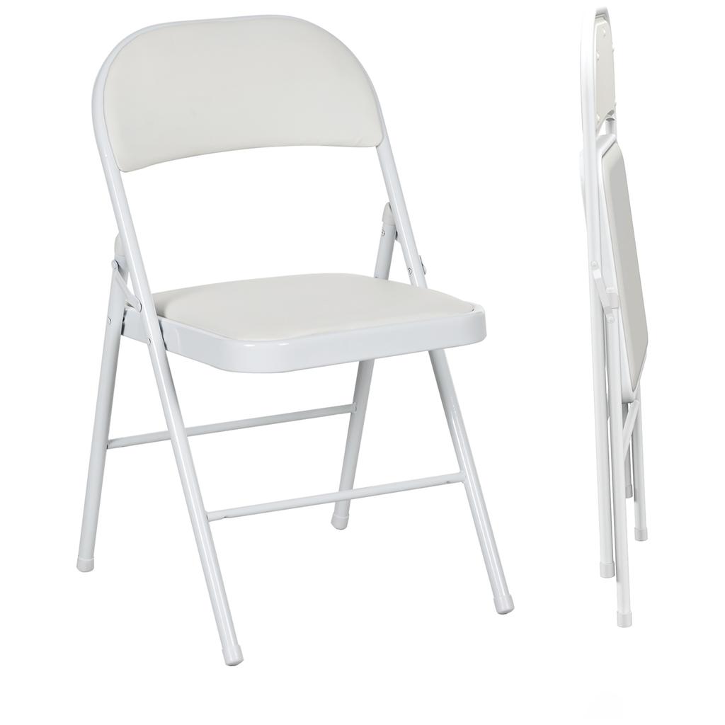 Set of Two Cushioned Folding Chairs - White