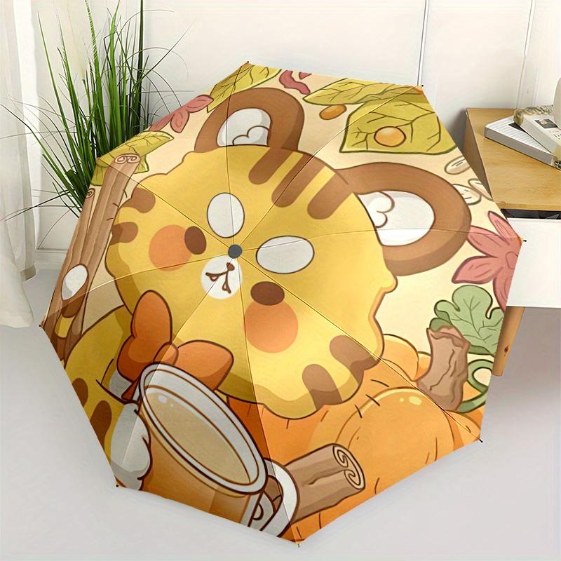 

1pc Cute Tiger Ideas Automatic Open/CloseUmbrella-CuteUmbrella with Cute Design, Portable 3-Fold Compact Umbrella for Men & Women, Valentine s Day Mot