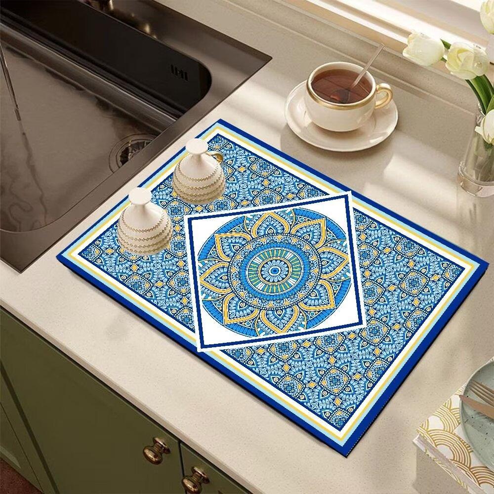 Diatomite Kitchen Countertop Draining Mat Sink Square Absorbent Mat Desktop Insulated Placemats Coasters Washable Carpet