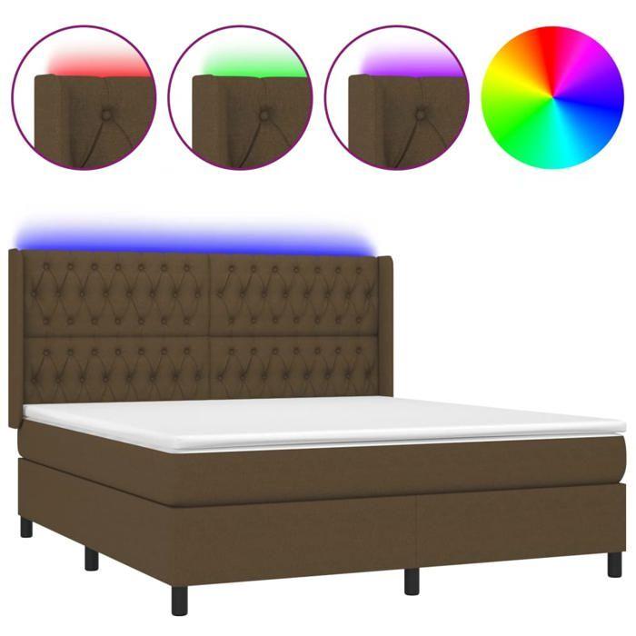Maison Exclusive - Sommier à lattes de lit matelas et LED Marron foncé 180x200cm