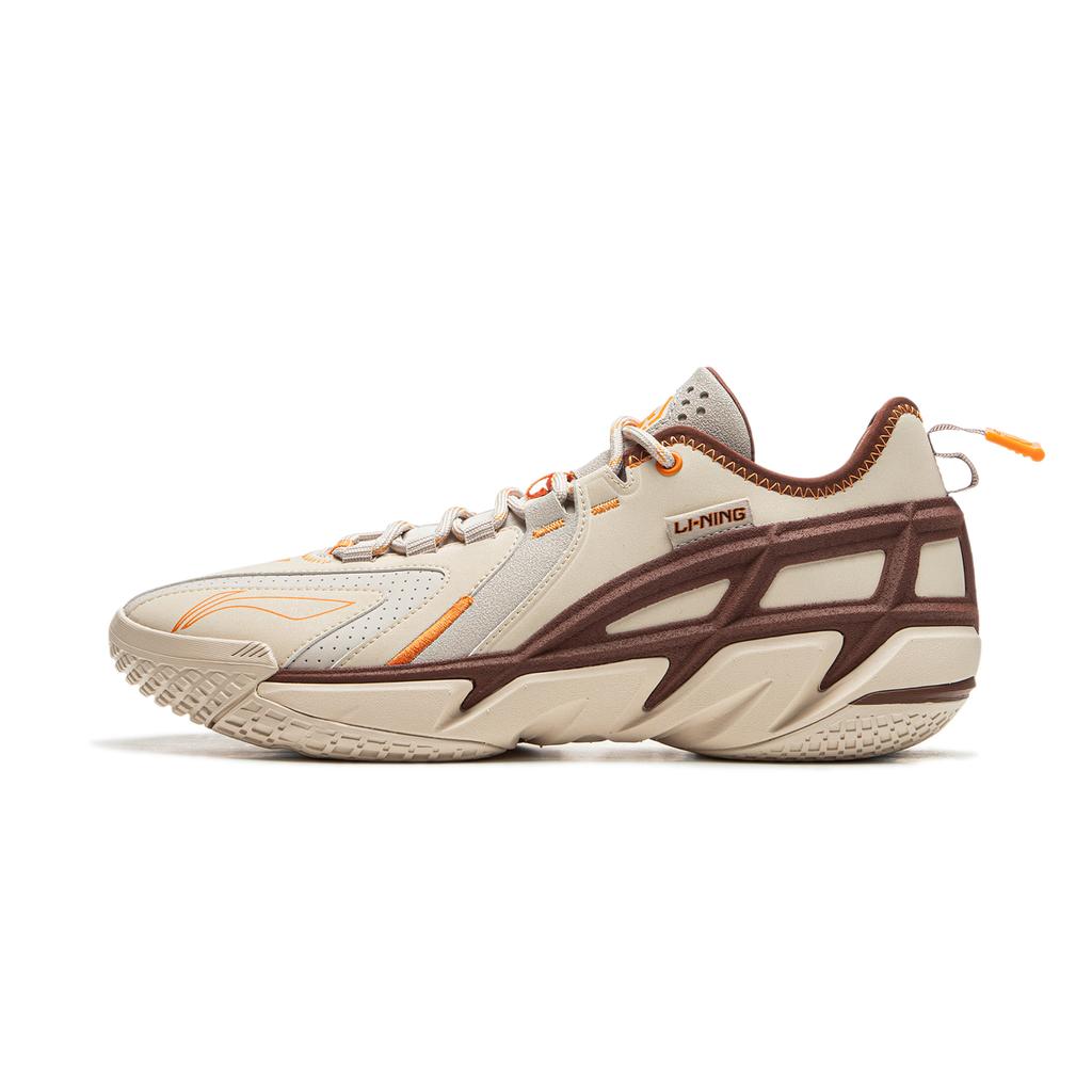 New LiNing Anti Wool 4.5 Cushioning Anti Slip And Wear Resistant Low Top Basketball Shoes Men's Beige Coffee ABFU049-4