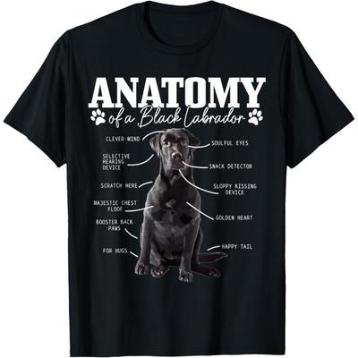 Black Labrador Retriever Anatomy Funny Cute Dog Mom Dad T-Shirt for Men Women Girls Kids