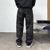 American High Street Jacquard Jeans Boys Trendy Brand Ruffian Handsome Personality Retro Street Popular Straight Wide-leg Pants