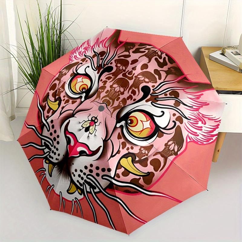1pc Leopard Print Automatic Open/Close Umbrella, Portable Folding Umbrella for Travel, Themed Events, It is suitable as a gift for various festivals,